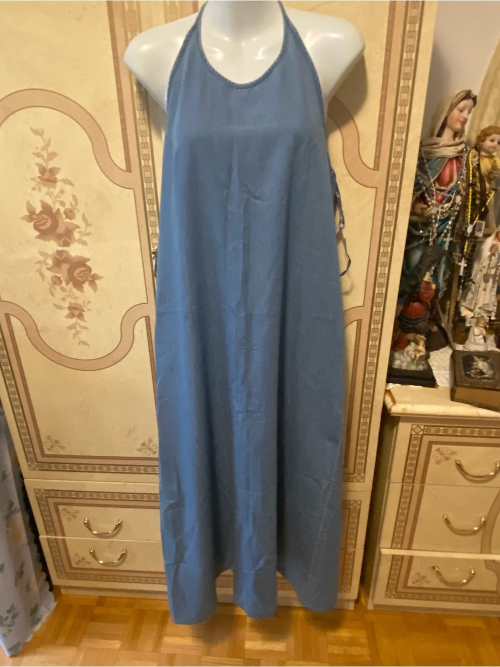 Joe Fresh Blue Halter-Back Maxi Dress